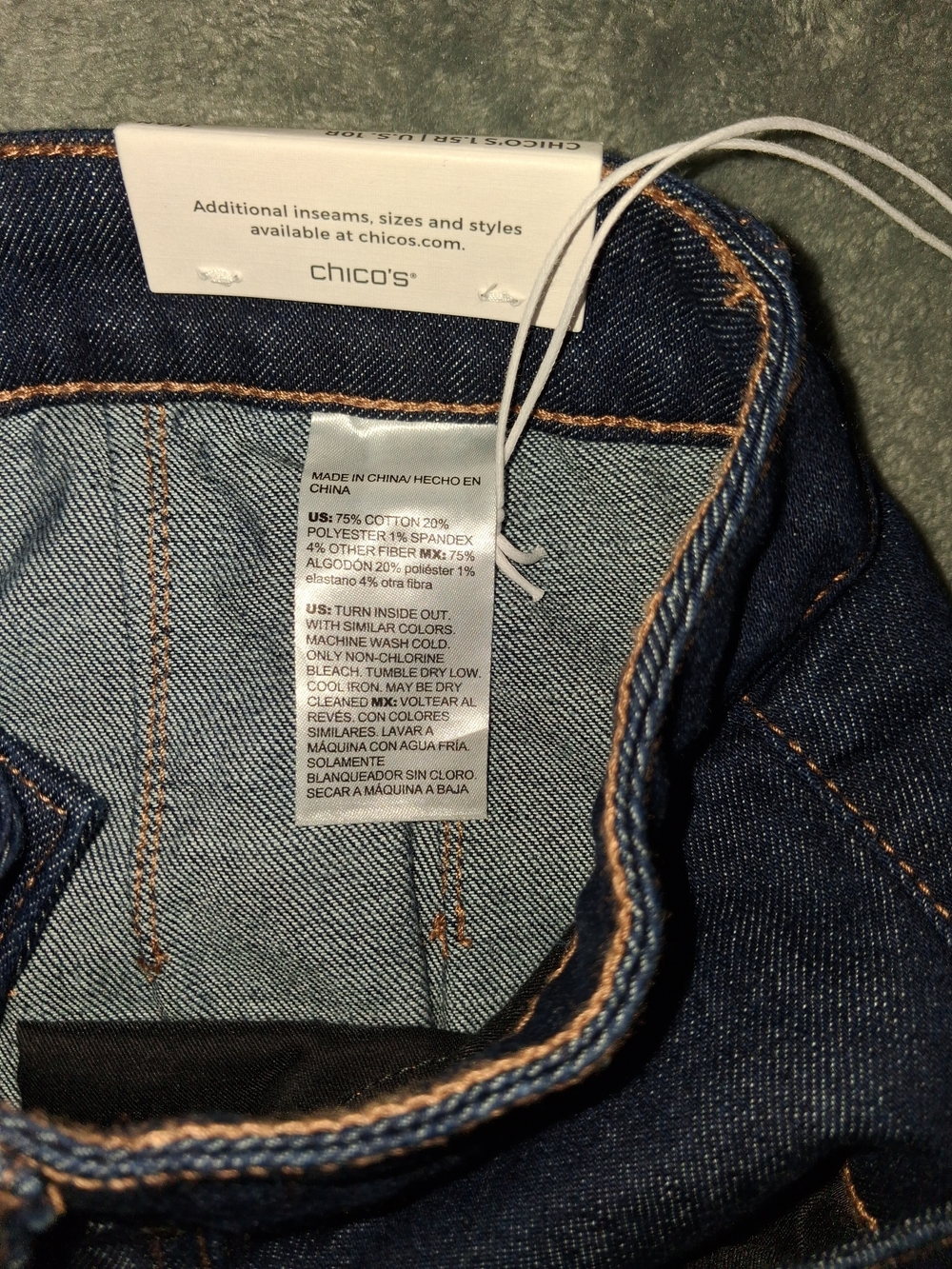 Chico's Womens Dark Indigo Jeans 10r Or 1.5 Wide Leg NWT - Picture 6 of 9